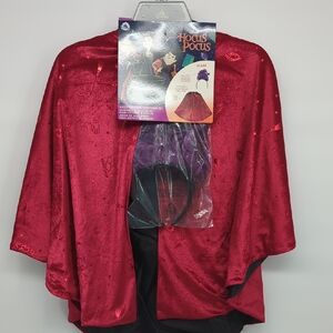 new Disney Hocus Pocus witch Red Cape and wig Set Halloween costume